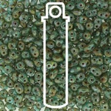 5x2mm SuperDuo Czech Beads - Aqua Travertin Dark - 22.5gm