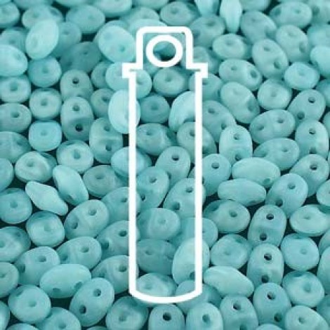 5mm SuperDuo Czech 2-Hole Beads - Opal Aqua Matte - 22.5gm 5mm SuperDuo Czech 2-Hole Beads - Opal Aqua Matte - 22.5gm
