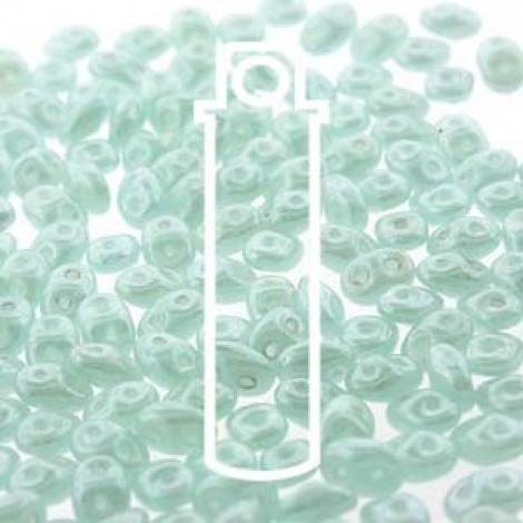 2x5mm Superduo 2-Hole Beads - Silk Grn Aqua Wht