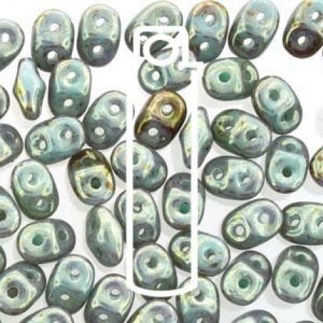 5mm Super-Duo 2-Hole Beads - Turquoise Green Red Terracotta - 22-24gm 5mm Super-Duo 2-Hole Beads - Turquoise Green Red Terracotta - 22-24gm