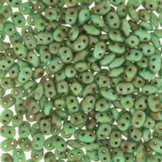 5mm SuperDuo 2-Hole Beads - Turq Green/Trav Dark