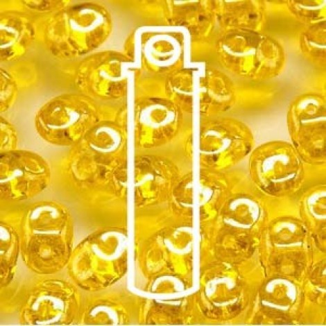 5mm Superduo 2-Hole Beads - Amber White Luster - 22-24gm