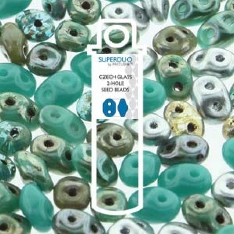 5x2mm SuperDuo Czech Beads - African Turquoise Mix - 22.5gm