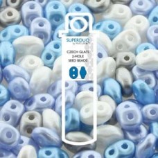5x2mm SuperDuo Czech Beads - Little Boy Blue Mix