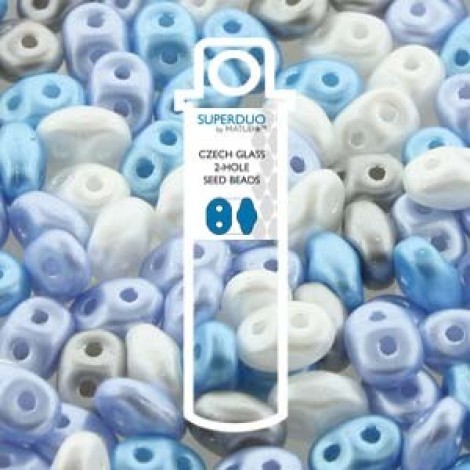 5x2mm SuperDuo Czech Beads - Little Boy Blue Mix - 22.5gm 5x2mm SuperDuo Czech Beads - Little Boy Blue Mix - 22.5gm