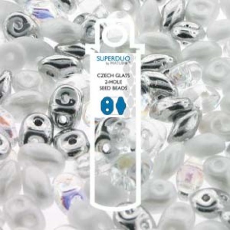 5x2mm SuperDuo Czech Beads - White Wedding Mix - 22.5gm