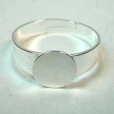 Silver Plated Adjustable Ring w/8mm Disk
