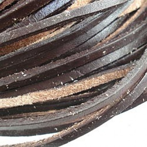 3mm Coffee Flat Leather Cord