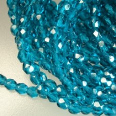 4mm Czech Firepolish Beads - Viridian - Pack of 50