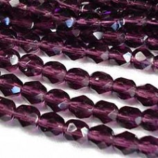 6mm Dk Amethyst Czech Fire Polished Round Beads - Pack of 20