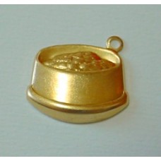 15x12mm Dog Bowl Raw Brass Pressed Charm - Pack of 4