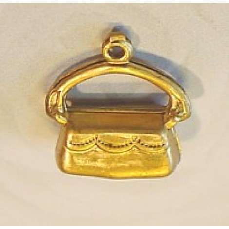 15mm Double Sided Purse Raw Brass Charm - Each
