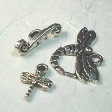 Tibetan Silver Dragonfly Toggle Clasp - Pack of 2 sets
