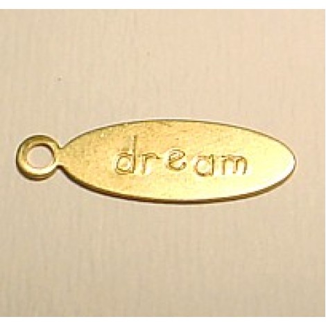 20x5mm Dream Oval Raw Brass Tag - Pack of 10