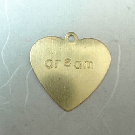 17mm Dream Raw Brass Heart Charm - Pack of 10 17mm Dream Raw Brass Heart Charm - Pack of 10
