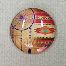 25mm Art Glass Backed Cabochons - Shuhaki Dreamcatcher Design 11 - Each