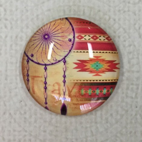 25mm Art Glass Backed Cabochons - Shuhaki Dreamcatcher Design 11 - Each 25mm Art Glass Backed Cabochons - Shuhaki Dreamcatcher Design 11 - Each