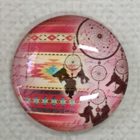25mm Art Glass Backed Cabochons - Shuhaki Dreamcatcher Design 2 - Each 25mm Art Glass Backed Cabochons - Shuhaki Dreamcatcher Design 2 - Each
