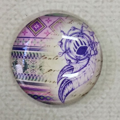 25mm Art Glass Backed Cabochons - Shuhaki Dreamcatcher Design 4 - Each
