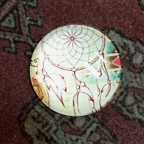 25mm Art Glass Backed Cabochons - Shuhaki Dreamcatcher Design 12 - Each