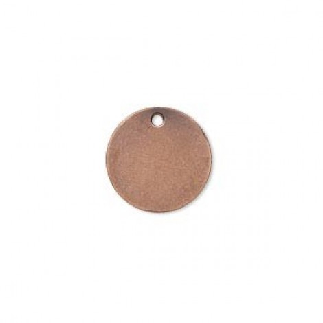 15mm 24ga Ant Copper Plated Brass Round Drop Blanks