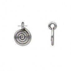 12mm Ant Silver Plated Brass Hill Tribes Spiral Drops