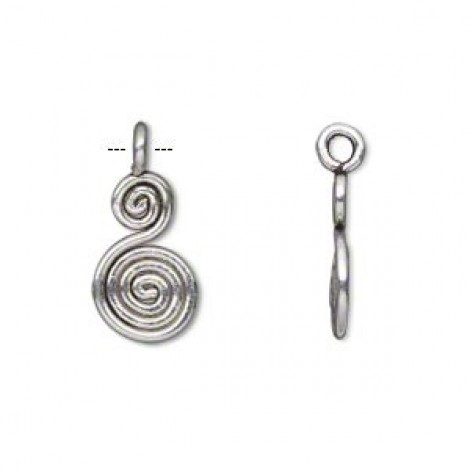 18x8mm Double-S Silver Plated Hill Tribes Swirl Charm