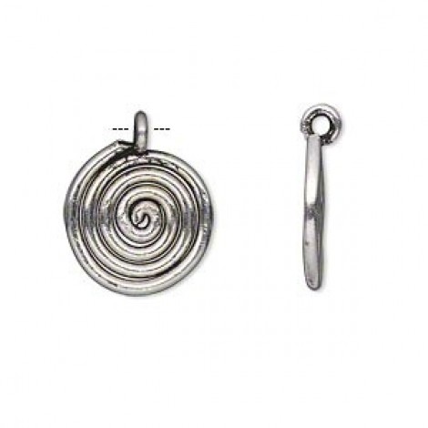 17mm Ant Silver Plated Brass Hill Tribes Spiral Drops