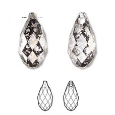 11mm Swarovski 6010 Briolette Drops - Crystal Black Patina - Pack of 2