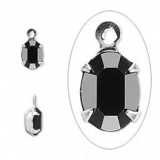 8x6mm Swarovski Silver Plated Oval Drops - Jet - Pack of 2