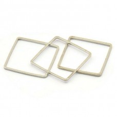 20x0.8mm Silver Tone Plated Brass Square Link Rings - Pack of 4