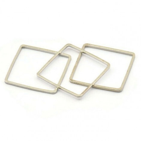 20x0.8mm Silver Tone Plated Brass Square Link Rings