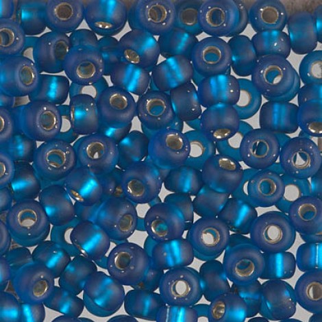 5/0 Miyuki E-Beads - Matte Silver Lined Capri Blue  - 20gm