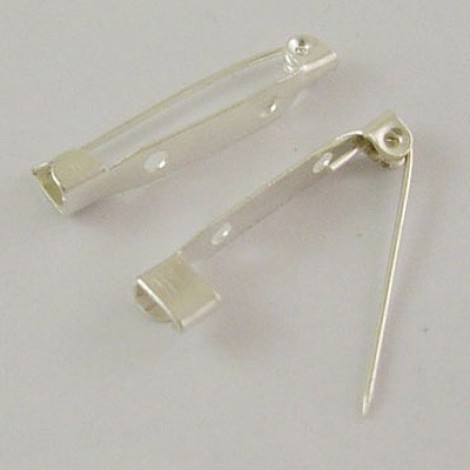 25x5mm Platinum Silver Iron Non-Locking Pinbacks - Pack of 12