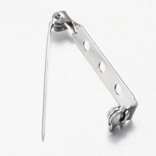 33mm Platinum Silver Colour Plated Locking Brooch Pins