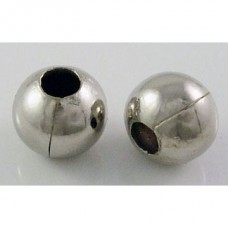 10mm Platinum Colour Plated Round Metal Beads with 4mm hole