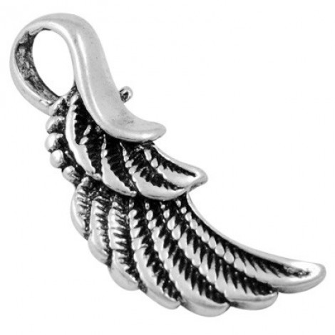 23.5x8.5mm Ant Silver Wing Pendant-Drops