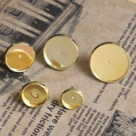 12mm ID Gold Plated Brass Bezel Earposts