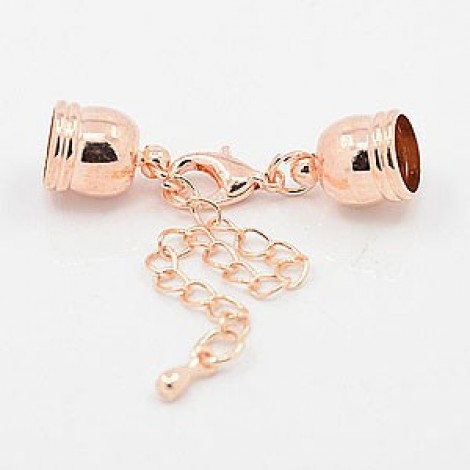 4mm ID Rose Gold Plated Cord End Caps/Clasp/Chain