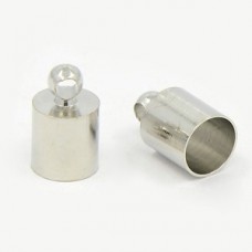 6x10mm (5.5mm ID) Platinum Nickel Free Silver Plated Brass Cord Ends - Pack of 10