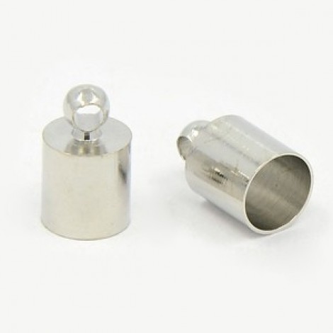 6x10mm (5.5mm ID) Platinum Nickel Free Silver Plated Brass Cord Ends - Pack of 10