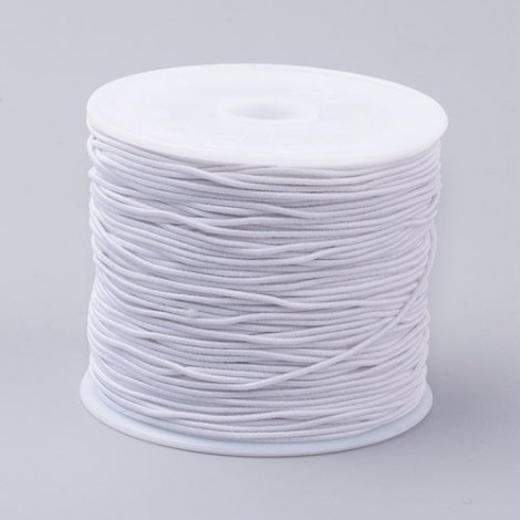 1mm White Elastic Cord - Polyester & Rubber - 18-20m roll