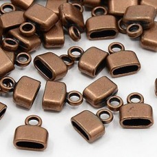 9x8mm (ID 4x6mm) Ant Copper Tibetan Style Cord Ends - Pack of 10