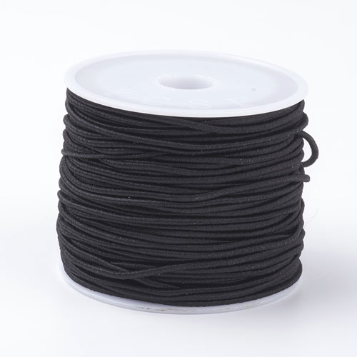 1mm Black Elastic Cord - Polyester & Rubber - 100m roll | ELASTIC CORDS