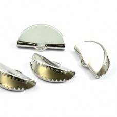 25x15mm Half Moon Ribbon End or Tassel Earring Crimp - Silver Plated