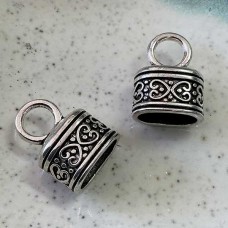 7x10mm ID Tibetan Style Ant Silver Cord End Caps -  - Pack of 4