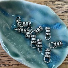 2mm ID Tibetan Style Ant Silver Plated Cord End Caps - Pack of 10