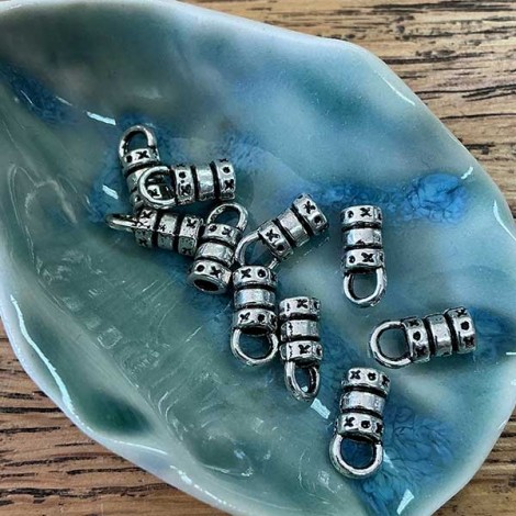 2mm ID Tibetan Style Ant Silver Plated Cord End Caps - Pack of 10