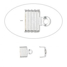 6.5x4.5mm Silver Plated Cord End Crimp - Pack of 10