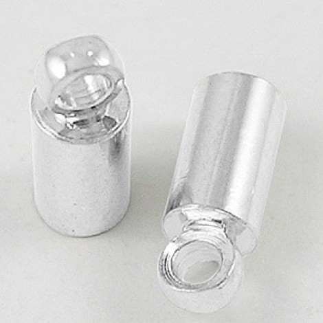 2.1mm ID Silver Plated Brass Cord End Caps